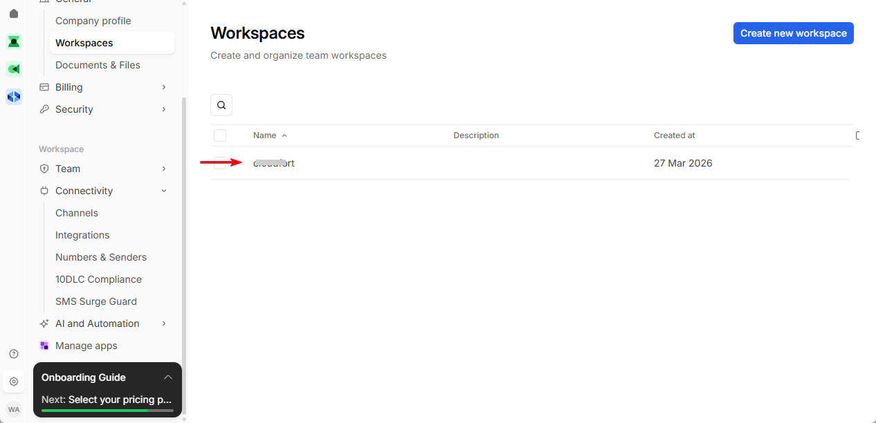 Workspace ID in URL