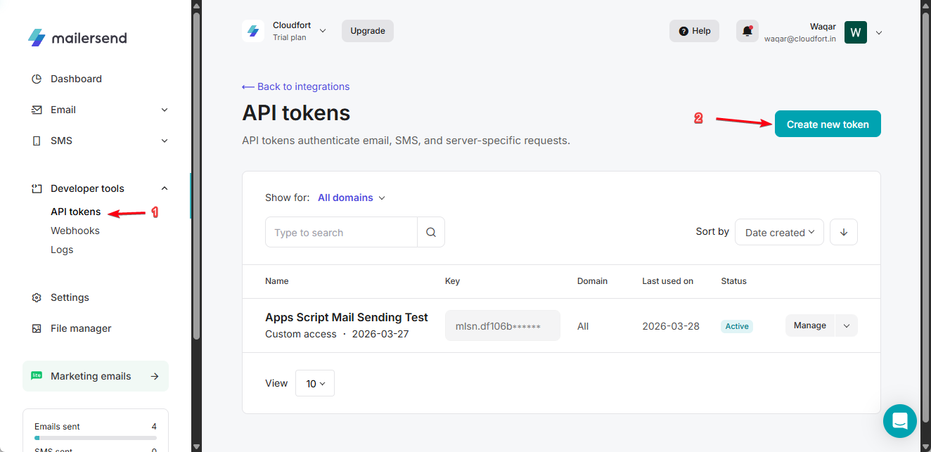 Navigate to API Tokens
