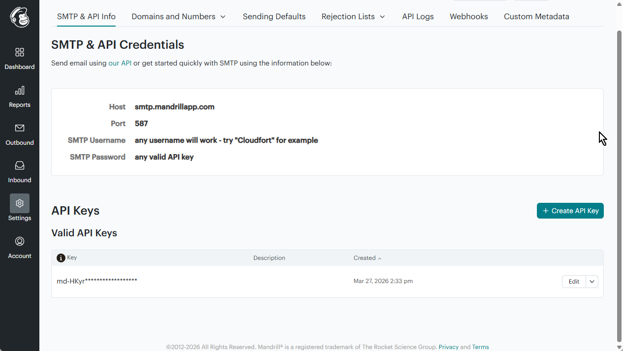 Navigate to API Keys