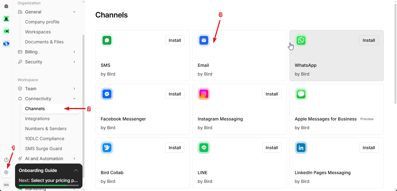 Navigate to Channels