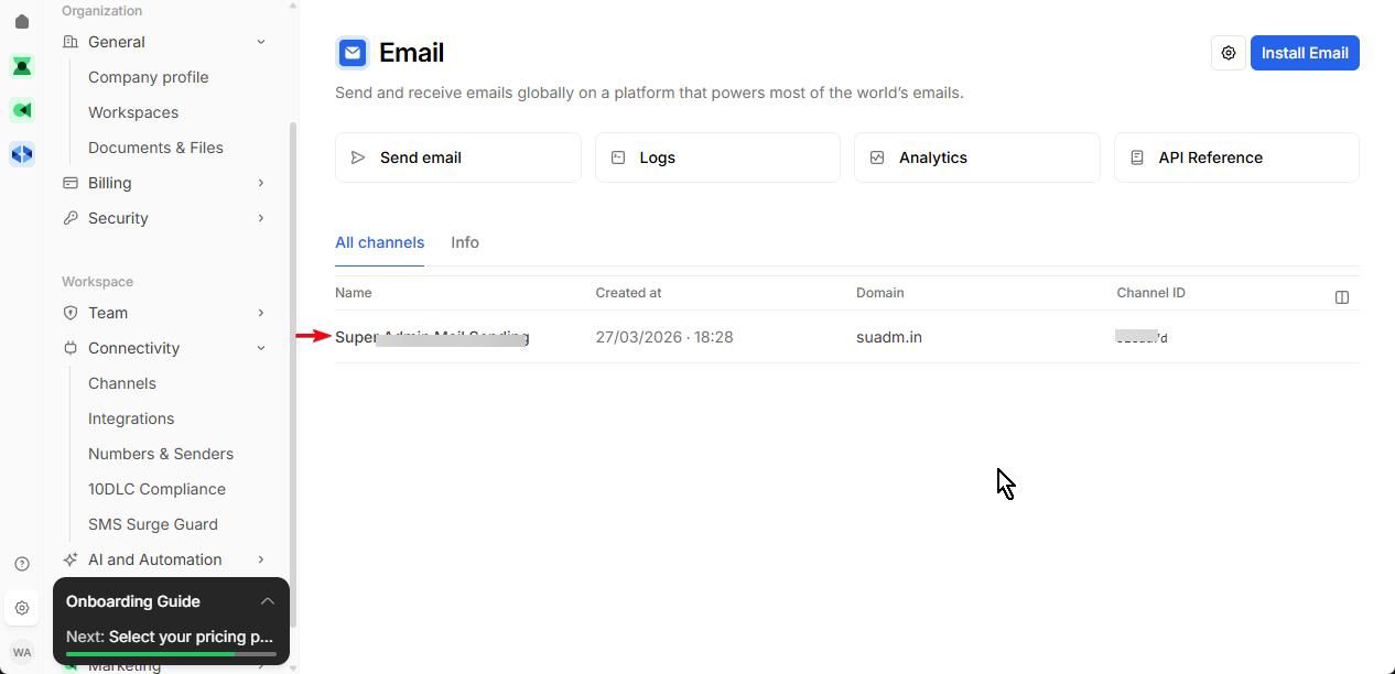 Select Email Channel