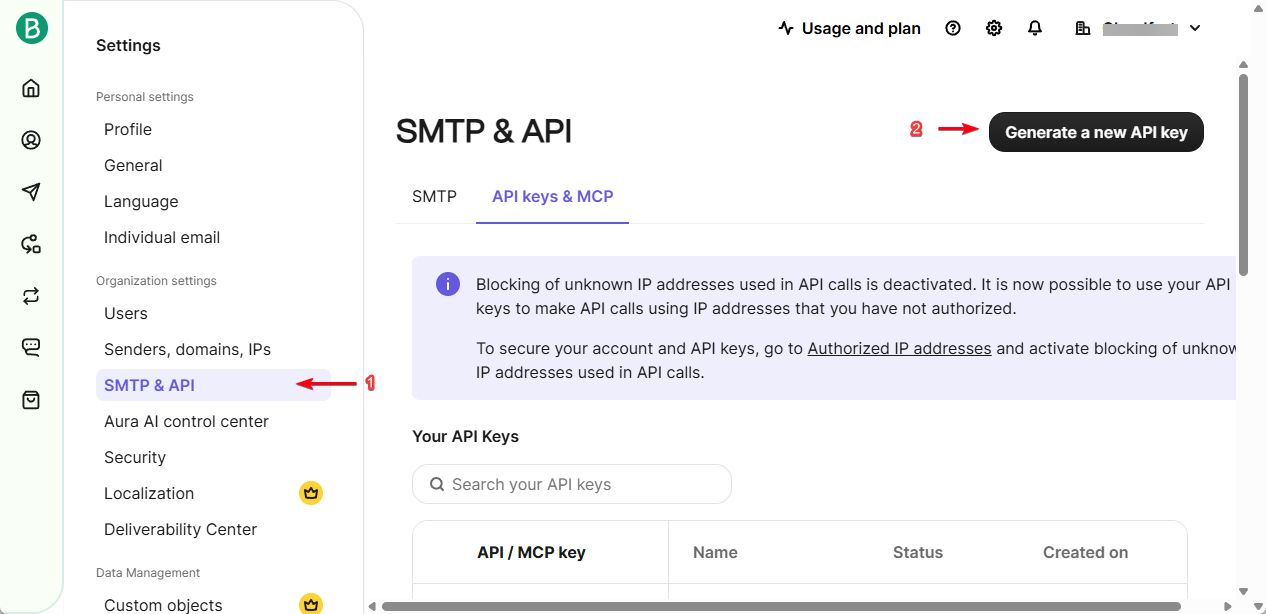 Step 2: Generate API Key