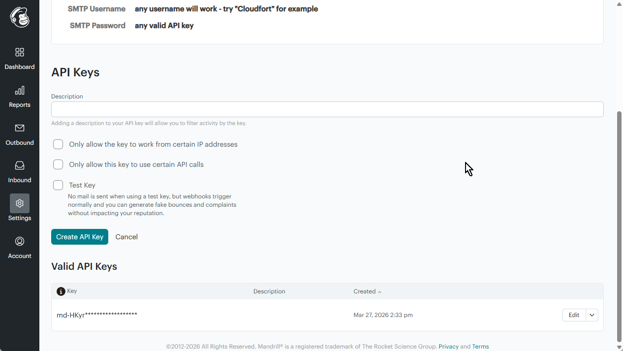 Create API Key