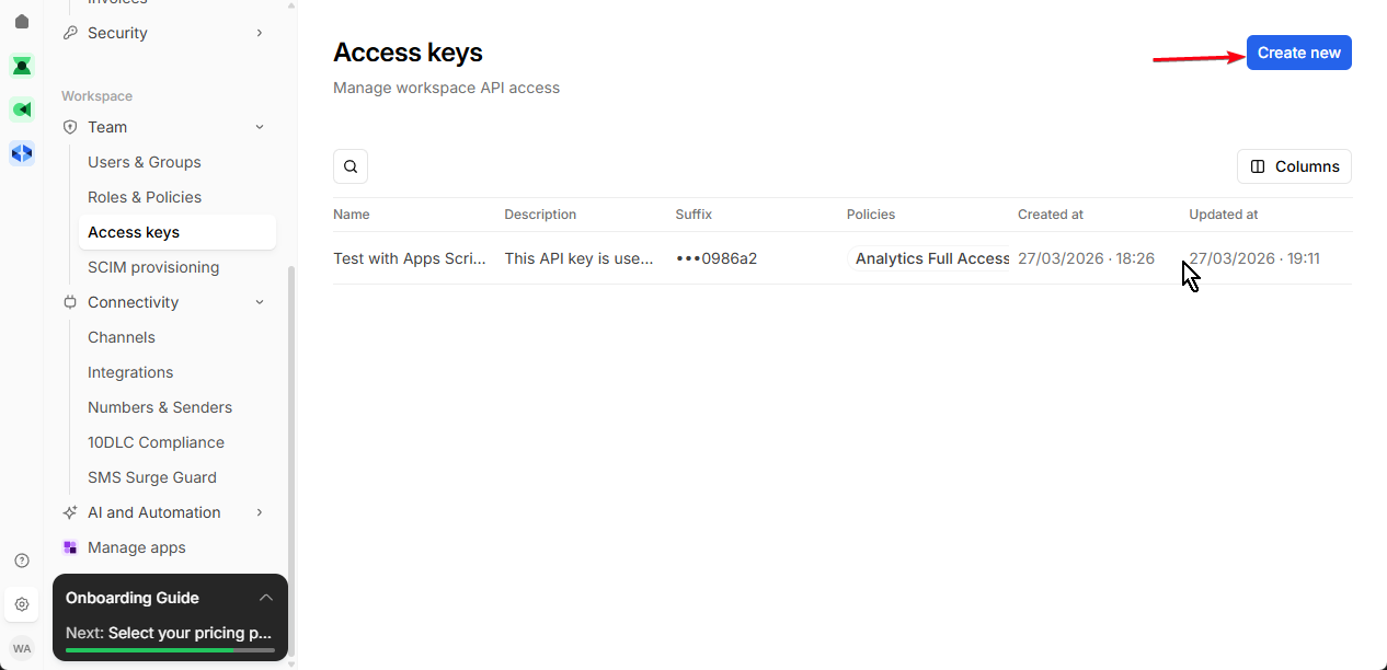 Create Access Key