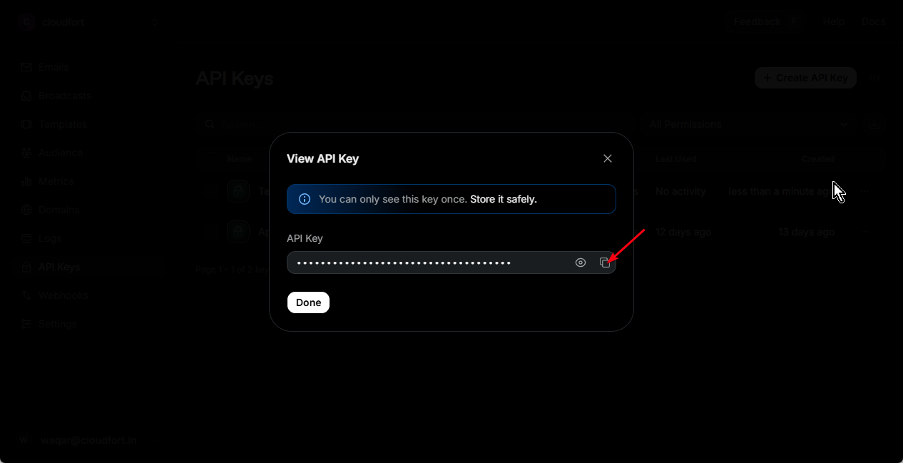 Copy API Key