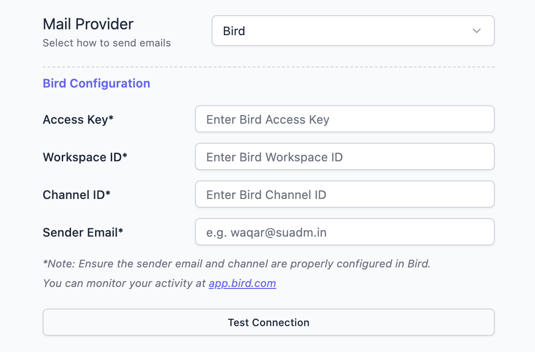 Bird Configuration
