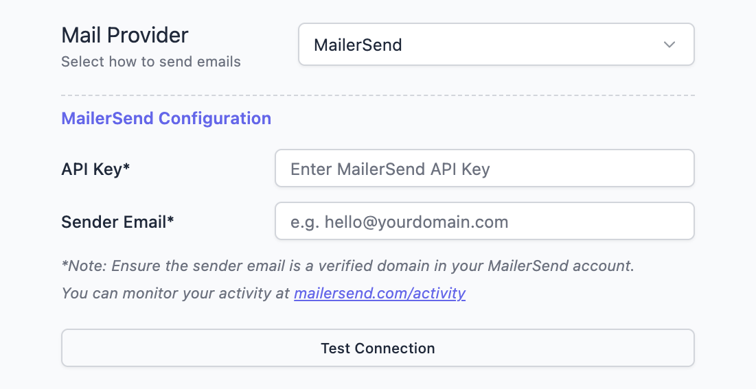 MailerSend Configuration Overview
