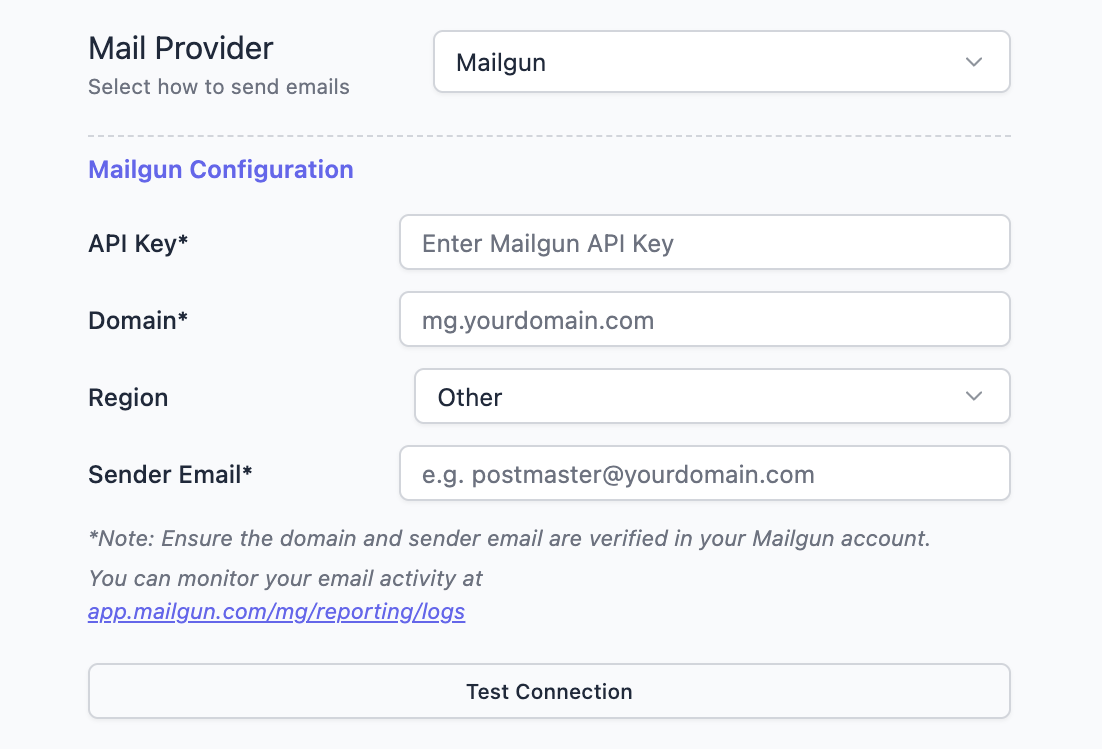Mailgun Configuration