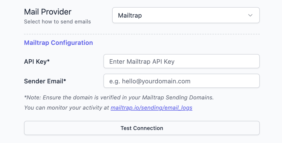 Mailtrap Configuration