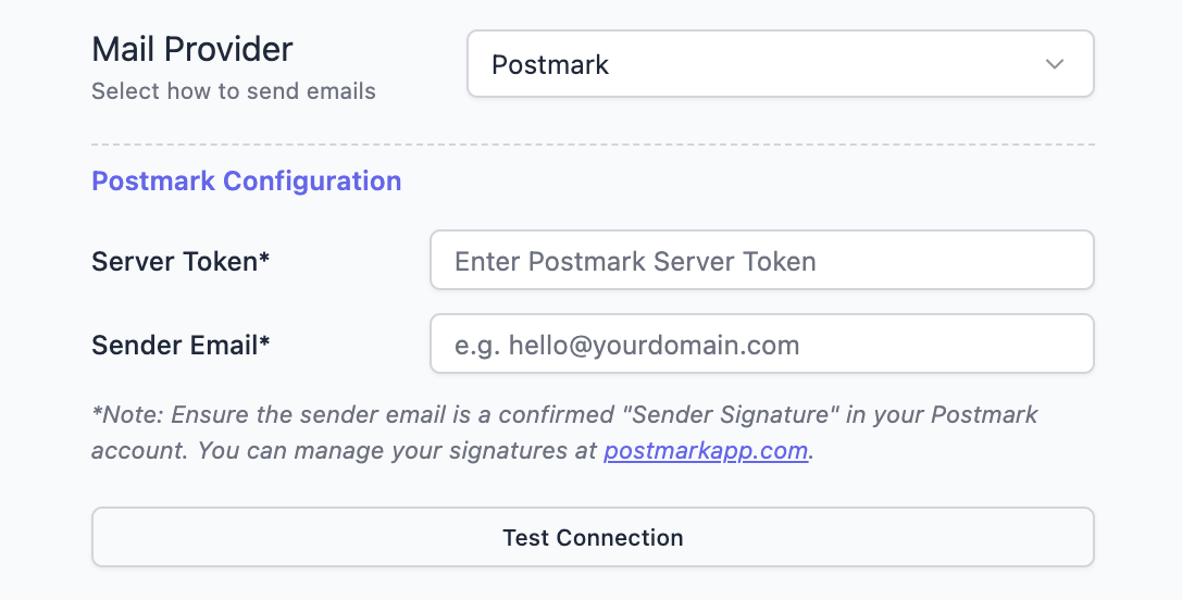Postmark Configuration