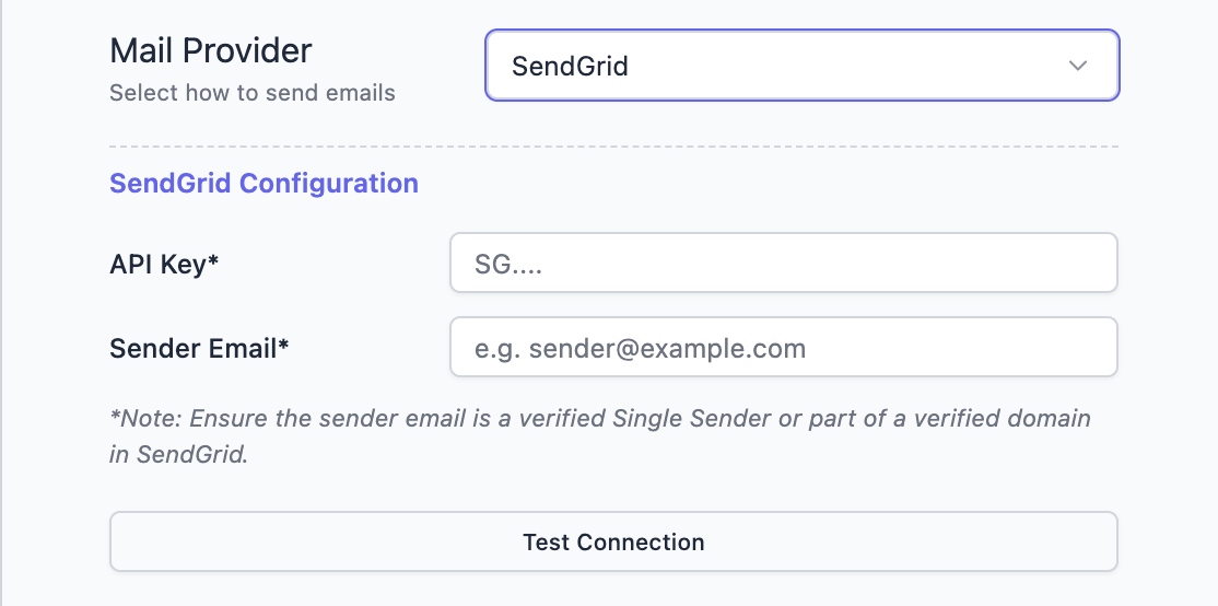 SendGrid Configuration